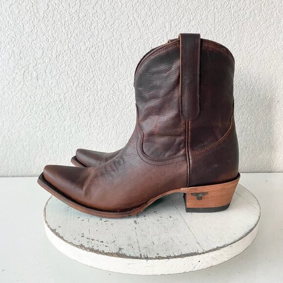 Lane EMMA JANE Womens Cowboy Bootie 9 Cognac Brown Western Cowgirl Short Boots - Picture 4 of 11